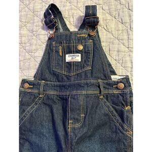 OshKosh B’gosh Denim Overalls 24M Dark Wash Heart Lined Cuffed